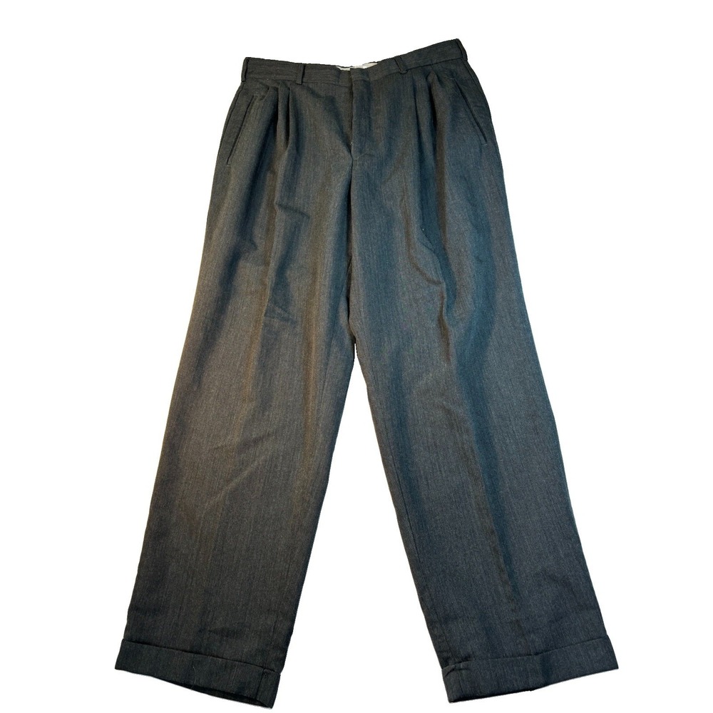 John Henry Dress Pants 32x29 Gray Pleated Cuffed Straight Leg Office VTg